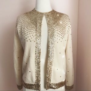 1950s Glam gold sequin cardigan